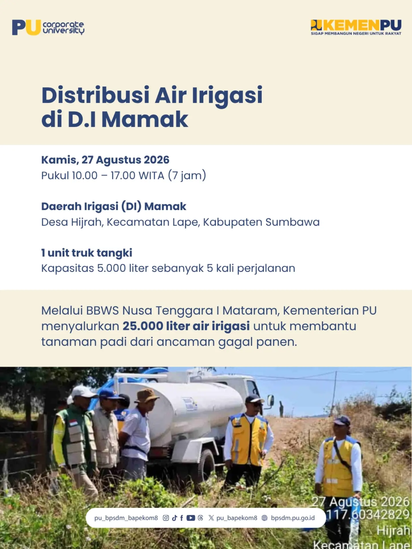 Kementerian PU akan terus melakukan koordinasi lintas sektor dan optimalisasi sumber air yang tersedia, Kementerian PU b