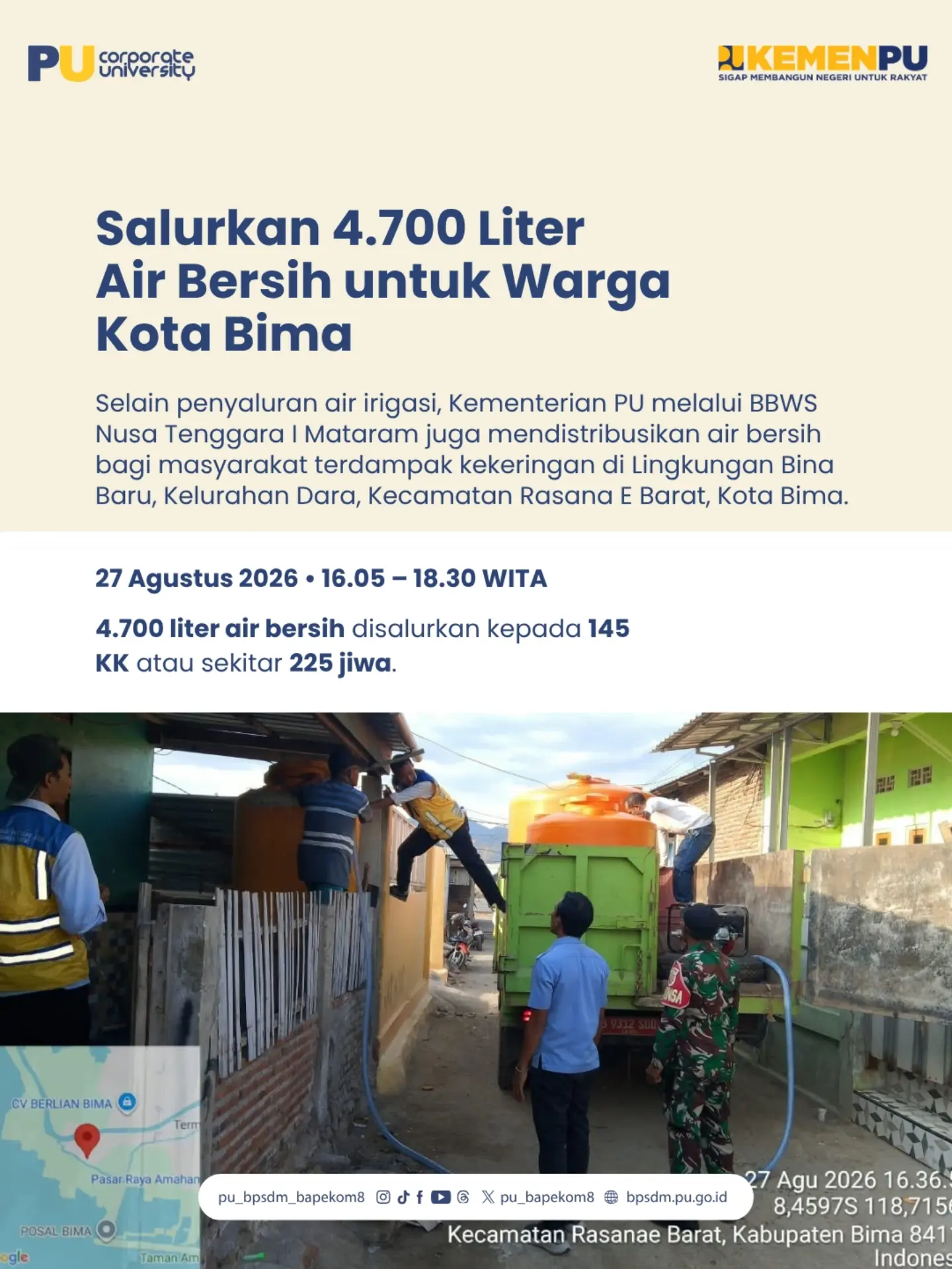 Kementerian PU akan terus melakukan koordinasi lintas sektor dan optimalisasi sumber air yang tersedia, Kementerian PU b