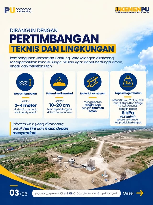Pembangunan Jembatan Setrokalangan dirancang dengan mempertimbangkan karakteristik Sungai Wulan, ter...