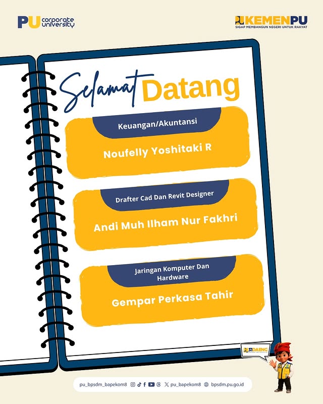 🚀 Welcome, Talenta Muda❗Teman-teman Magang HUB Batch 2 Tahun 2026 di Bapekom PU Wilayah VIII Makas...