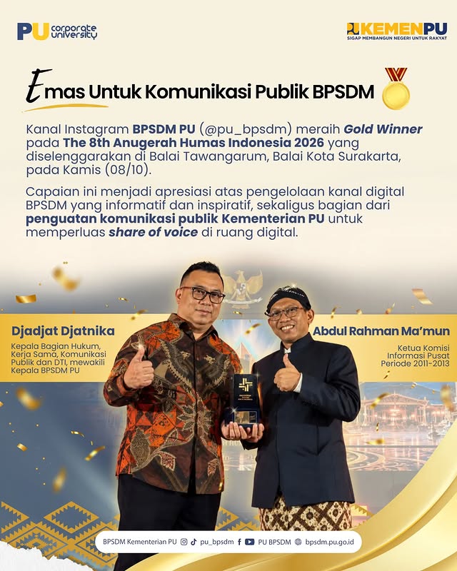 Ada kabar membanggakan dari @pu_bpsdm! 🏆✨