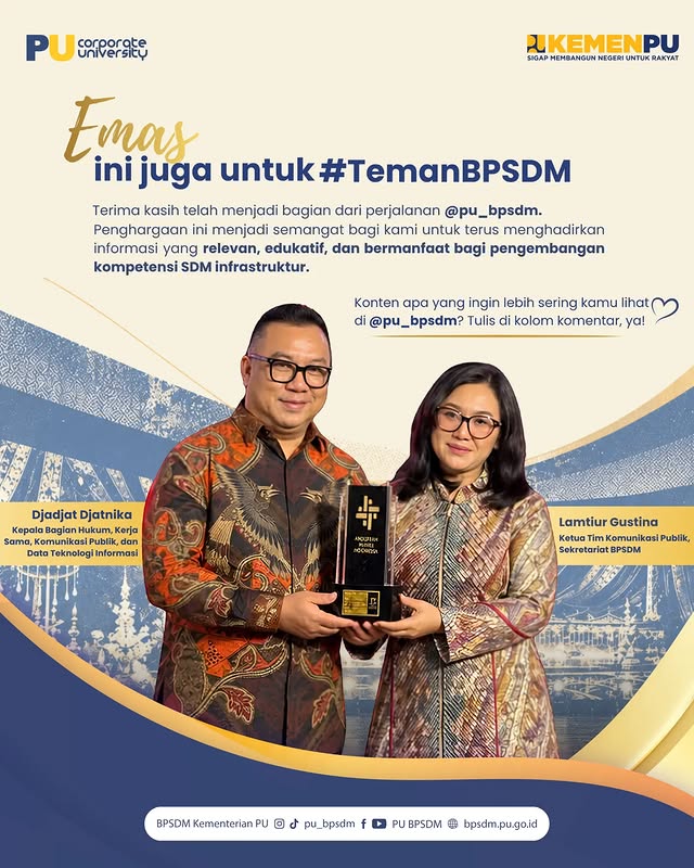 Ada kabar membanggakan dari @pu_bpsdm! 🏆✨