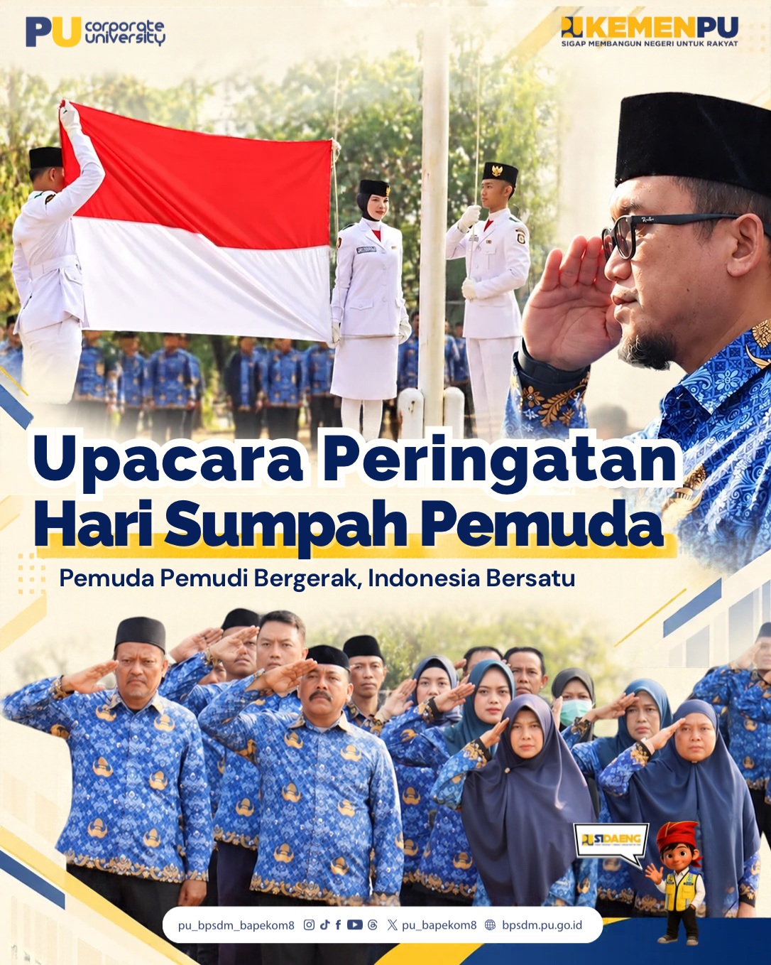 Upacara ini dihadiri oleh seluruh pegawai Kementerian Pekerjaan Umum di Provinsi Sulawesi Selatan se...
